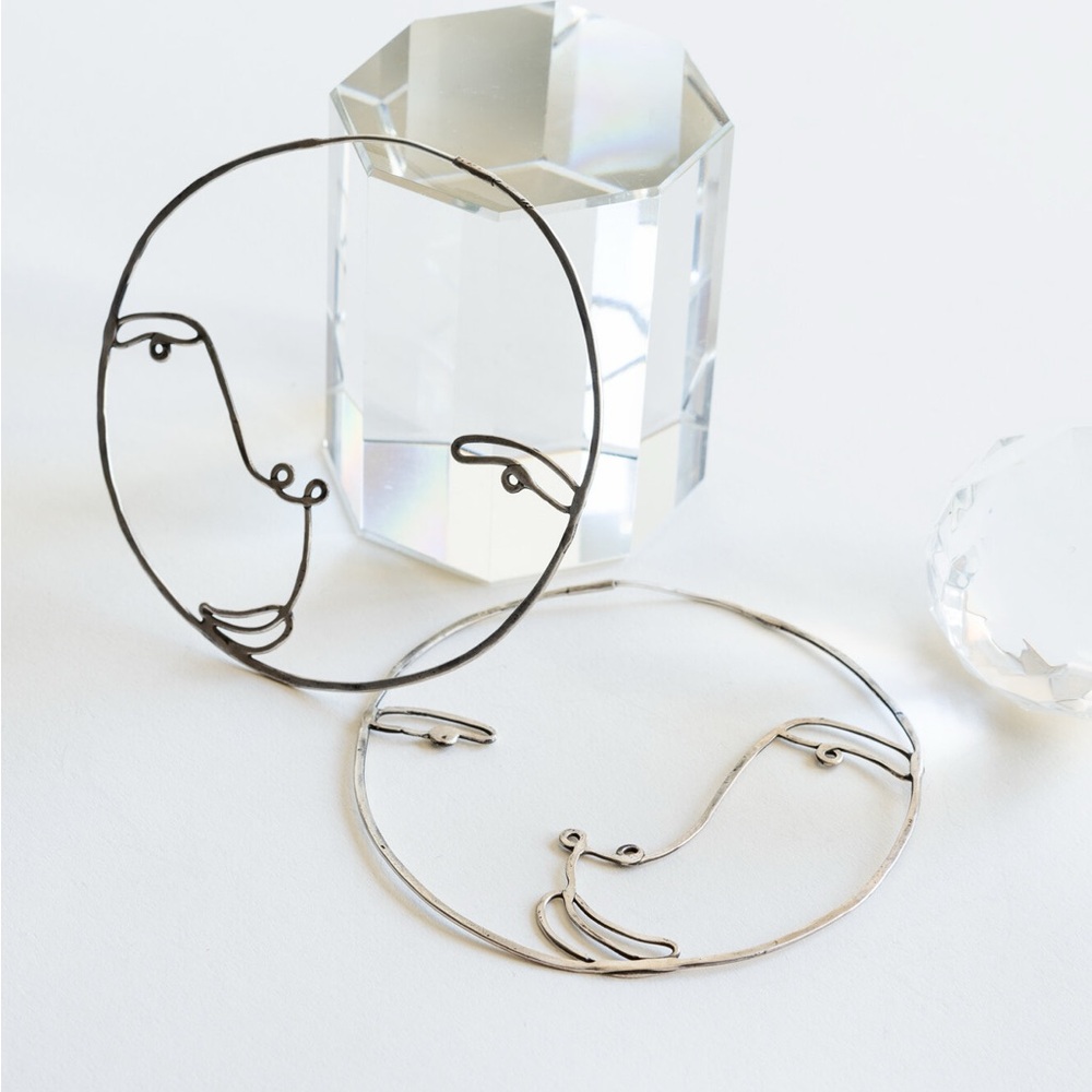 Yuyu Shiratori Large Face Silver Hoop Earring